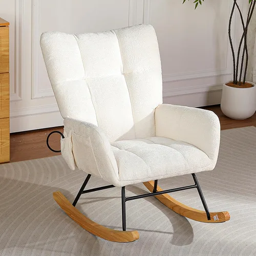 Miniatura 19 de Sillas Mecedoras - Mecedora para habitación del bebé con bolsa de aire, silla mecedora de lectura para interiores, acogedoras sillas mecedoras