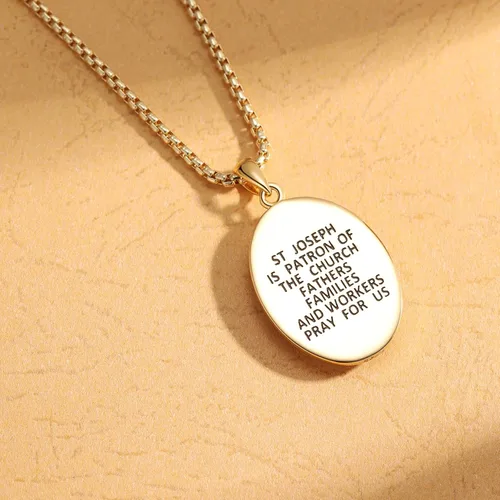 Miniatura 551 de Collar de plata de ley 925 con medalla de San Patrón, colgante de protección católica, amuleto, joyería religiosa para hombres y mujeres