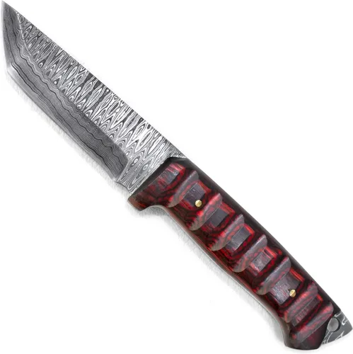 Miniatura 5 de Titan International Knives Diver Equipo de caza de acero de Damasco de alto y bajo carbono, supervivencia Tanto Point EDC hoja táctica mango