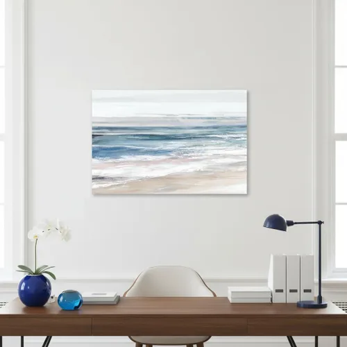 Miniatura 5 de 7Fisionart Abstract Coastal Ocean Beach Wall Art Blue Sea Waves Canvas Print Neutral Pastel Seascape Poster Modern Minimalist Coastal Wall Decor For