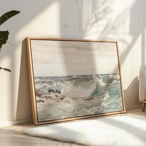 Miniatura 4 de Poster Master Póster vintage de pintura de olas oceánicas, impresión retro del océano, bellas artes, arte de paisaje marino, regalo para hombres