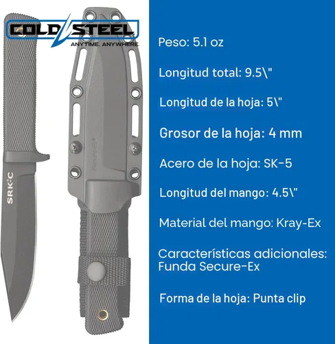 Miniatura 7 de Cold Steel SRK-C Survival Rescue Cuchillo de hoja fija con funda Secure-Ex – Cuchillo estándar de los sellos de la Marina, ideal para aplicaciones