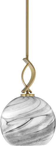 Miniatura 141 de Toltec Lighting Cavella Stem Colgado Mini colgante, acabado grafito, vidrio de muselina blanca de 4 pulgadas