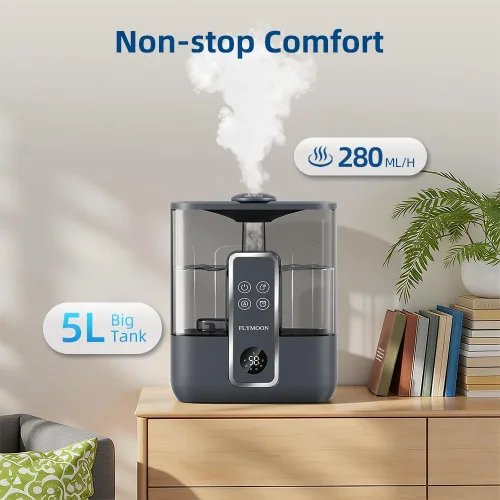Miniatura 4 de FLYMOON Humidificador para dormitorio, humidificadores de niebla fría de 5 litros de llenado superior con 28 dB, humidificador inteligente para Negro