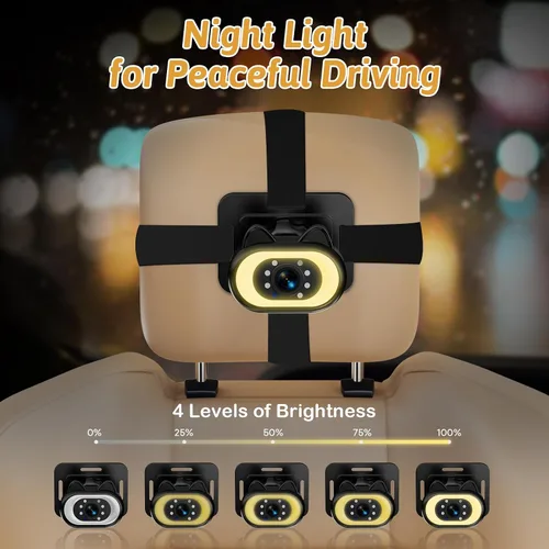 Miniatura 8 de Wkzay Cámara de Coche para Bebé para Asiento Trasero – HD 1080P, Ángulo Amplio de 150°, Visión Nocturna, Fácil Instalación, Luz LED Ajustable
