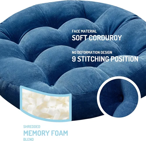 Miniatura 126 de Juego de 2 almohadas de suelo de meditación, almohadas cuadradas grandes para adultos, cojín de pana copetuda para sala de estar de tatami, gris, 22