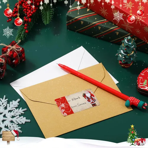 Miniatura 7 de Outus 500 Piezas Etiquetas de Navidad Etiquetas de Regalo Autoadhesivas para Regalos de Navidad Etiquetas de Nombre de Navidad Pegatinas para Papel
