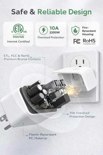 Miniatura 9 de Enchufe inteligente compacto, funciona con Alexa y Google Assistant, aplicación Smart Life y control de voz, monitoreo de energía, programación