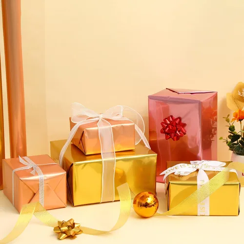 Miniatura 5 de Rollo de papel de envoltura de regalo de película metálica roja de color liso, para bodas, cumpleaños, Navidad, Día de la Madre, Año Nuevo, baby