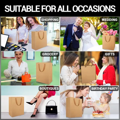 Miniatura 5 de EUSOAR Bolsas de papel de estraza grandes de 9.8 x 5.1 x 12.6 pulgadas a granel, bolsas resistentes para recuerdos de fiesta, cumpleaños, bodas