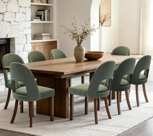 Miniatura 28 de Juego de 2 sillas de comedor de madera, modernas sillas de comedor tapizadas para cocina con tela de lino y respaldo abierto, patas de madera