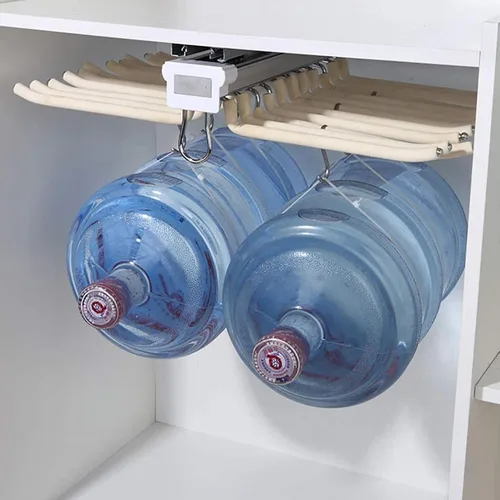 Miniatura 5 de Barra extensible extraíble para armario, soporte organizador de ropa ajustable, perchero extraíble con amortiguador, soporte extensible