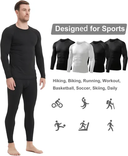 Miniatura 4 de HOPLYNN Paquete de 45 camisas de compresión térmica para hombre, manga larga, caza, correr, capa base, equipo para invierno y clima frío