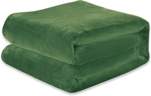 Miniatura 4 de Elegant Comfort Manta ultrasuave de microterciopelo de lujo, suave, mullida, tamaño matrimonial/queen, verde