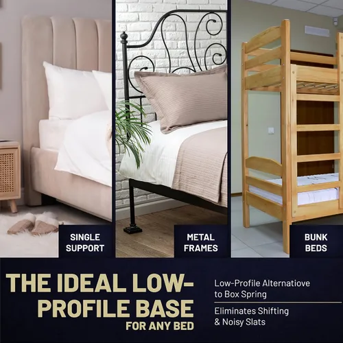 Miniatura 7 de Cama tamaño individual de madera dividida de 1.5 pulgadas, soporte debajo del colchón, totalmente montada, cubierta de ventilación de tela