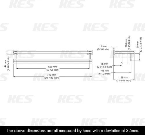 Miniatura 3 de Estante con barras para toallas KES A2112, minimalista, de acero inoxidable, rack con dos ganchos para toallas