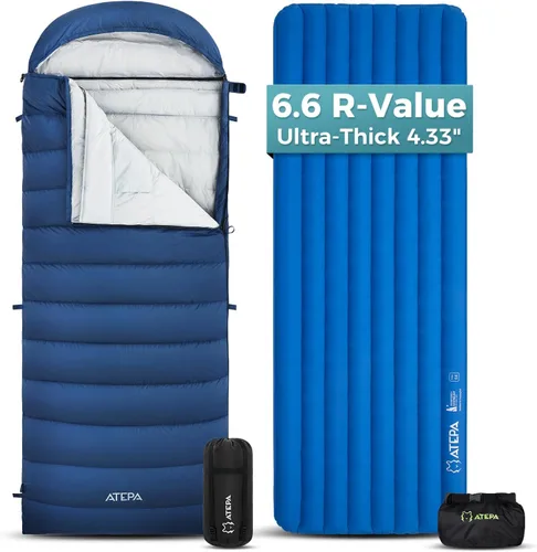 Miniatura 16 de ATEPA Colchoneta de dormir ultraligera autoinflable para mochileros, 1.65 libras, compacta, de 3 estaciones, con R-Value 2.3, almohadilla de espuma
