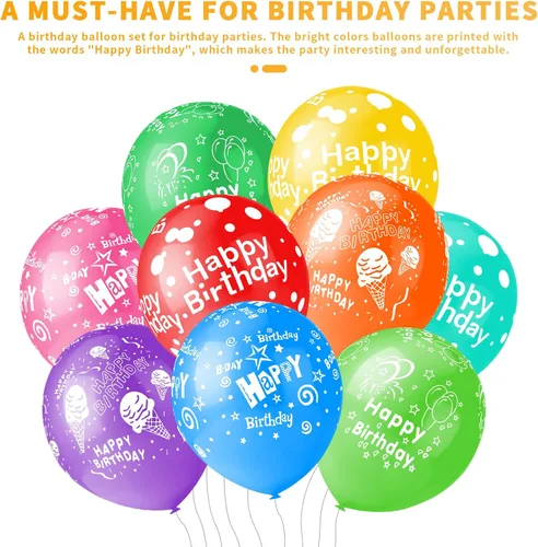 Miniatura 4 de 50 unidades de 12 pulgadas, Globos de Feliz Cumpleaños para Hombres y Mujeres, Globos Surtidos para Fiesta, Hermosa Decoración con Flores Impresas