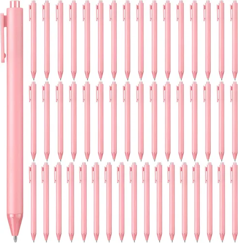 Miniatura 13 de 50 bolígrafos retráctiles a granel de 0.039 in, punta media, tinta negra, lindos bolígrafos de escritura suave, suministros escolares
