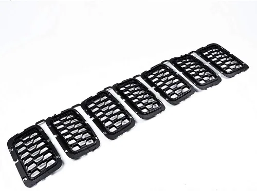 Miniatura 11 de Astra Depot Compatible con 2014 2015 2016 Jeep Grand Cherokee Kit de insertos de cubierta de rejilla de 7 piezas, negro brillante