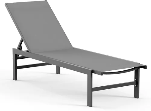 Miniatura 11 de Vexwalx Sillón para exteriores para piscina, tumbonas de aluminio con sillón reclinable de 5 posiciones, silla de patio para patio trasero, junto a