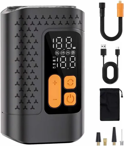 Electric Bike Pump, 160PSI Mini Bike Tire Pump, 4X Fast Bicycle Pump with Digital Pressure Gauge, Bike Air Pump for Mountain Bike, Moto, Car and