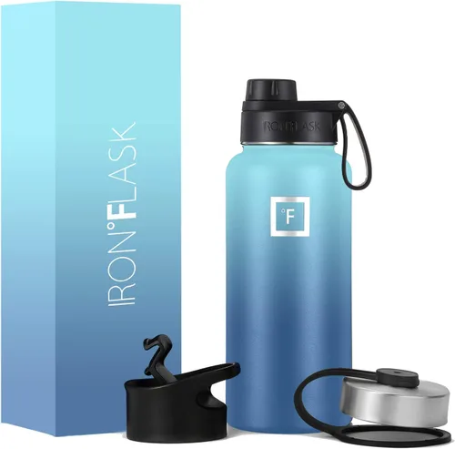 Miniatura 131 de IRON °FLASK Frasco de hidratación para acampar y senderismo con pajilla, botella de agua deportiva de acero inoxidable con aislamiento de boca