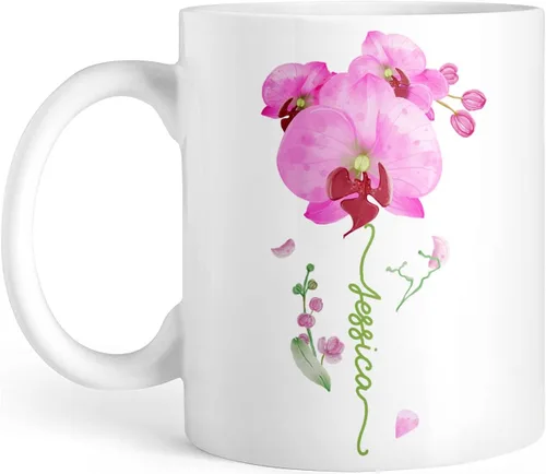 Miniatura 15 de CUBICER Tazas de café personalizadas, flor de hibisco, nombre personalizado, tazas de cerámica blanca, taza de viaje grande, vaso de bebida, regalo