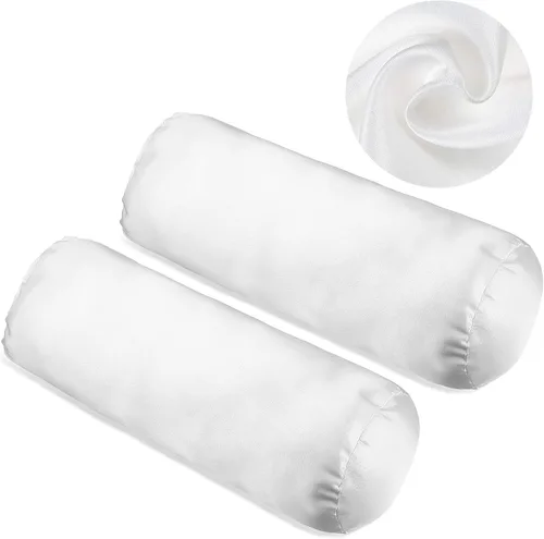 Miniatura 8 de Tatuo 2 fundas de almohada redondas cervicales blancas para almohada cervical, rollo cervical, cojín redondo de cilindro de memoria