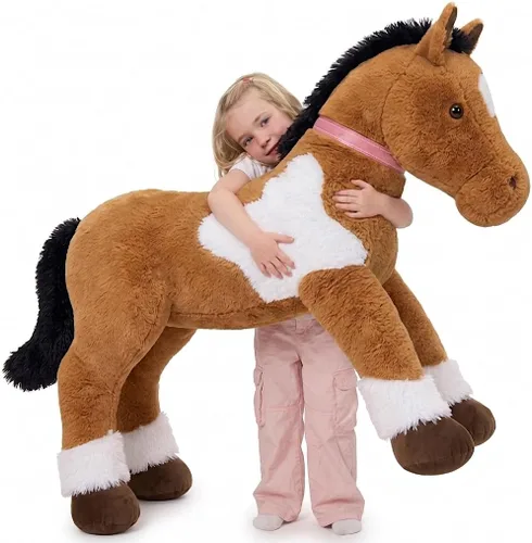 Miniatura 16 de MaoGoLan Peluche de caballo grande para niño, juguete de peluche de caballo grande para niña y niño, poni hinchable para niños, almohada de peluche