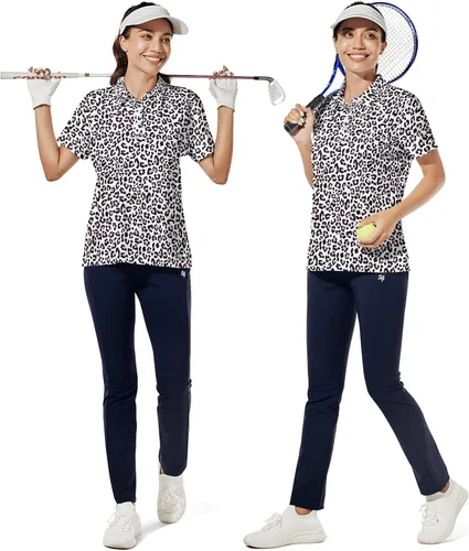 Miniatura 4 de Hispotim Women's Short Sleeve Polo Shirt Lightweight Printed Golf Shirts Quick Dry Workout Golf Polo Shirts