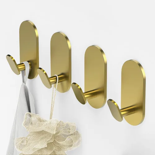Miniatura 9 de Ganchos adhesivos para toallas para baños, paquete de 2, acero inoxidable níquel cepillado y aleación de zinc, ganchos de pared pegajosos