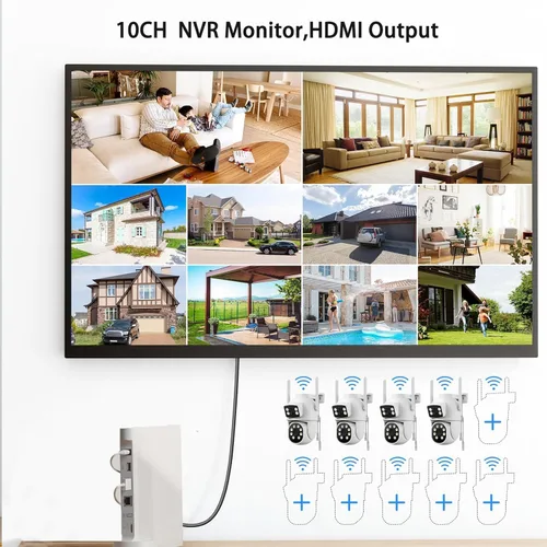 Miniatura 11 de Sistema de cámara de seguridad para el hogar de doble lente de 4 MP inalámbrico, cámaras de seguridad inalámbricas para exteriores 24/7, seguimiento