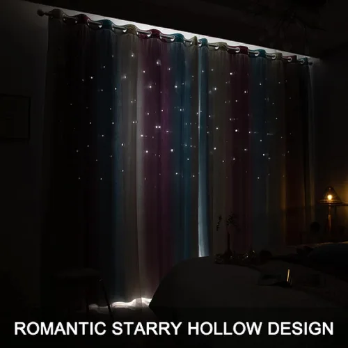 Miniatura 5 de Cortinas de tela con estrellas brillantes para niños, cortinas de princesa para sala de estar, cortinas opacas para ventana, cortina opaca