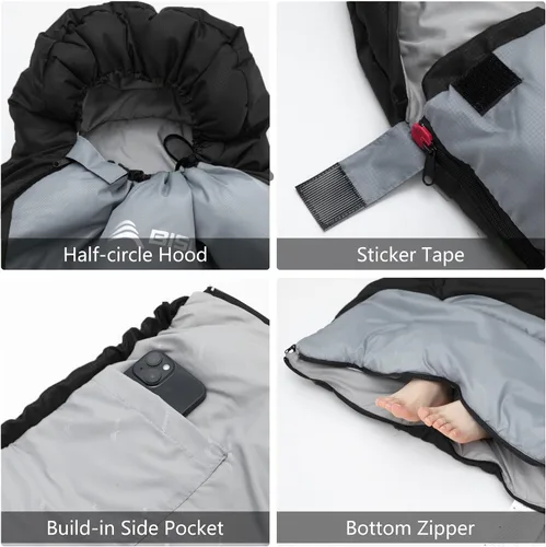 Miniatura 6 de BISINNA Saco de dormir de invierno de 0 grados (480GSM) para adultos, saco de dormir para acampar en clima frío, cómodo, cálido, portátil