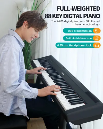 Miniatura 5 de AODSK - Piano digital de 88 teclas con teclado pesado de tamaño completo, con soporte U portátil y estable, teclado pesado de tamaño completo