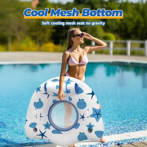 Miniatura 6 de CACSPS Flotadores inflables de piscina para adultos, sillas flotantes con portavasos, flotadores de piscina resistentes para diversión acuática
