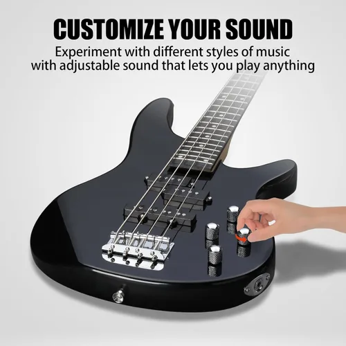 Miniatura 4 de Ktaxon Guitarra Bajo Eléctrica de 4 Cuerdas con Amplificador de 20 W, Pastilla Tipo PJ, Mástil de Arce Secado Naturalmente al Aire, Diapasón
