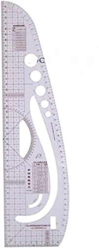 HONEYSEW Herramientas de costura regla curva transparente, plástico suave, forma de coma, curva francesa, escala de clasificación multifuncional, 5
