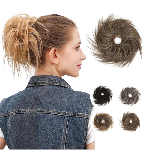 Miniatura 17 de JuvaBun Pieza de pelo rubia despeinada para mujer – Pieza de cabello rubio desordenado para moño, añade volumen instantáneo, rápido updo, lavable
