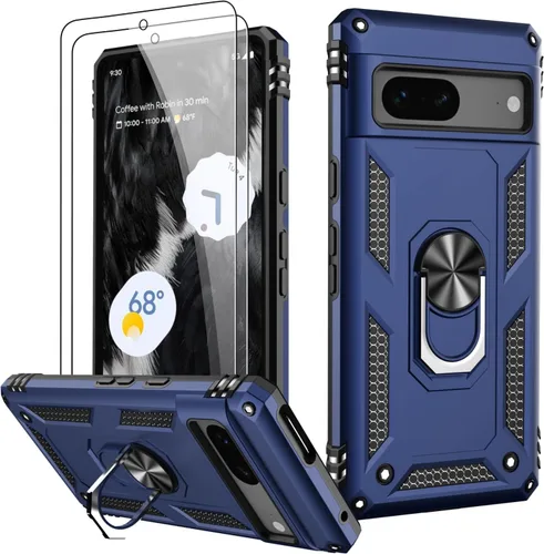 Miniatura 31 de LUMARKE Funda para Google Pixel 5 con protector de pantalla, pasa 16 pies, probada en caídas, grado militar, con soporte de anillo magnético, Rojo