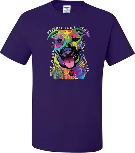 Camisetas divertidas para hombre Don't Judge My Pitbull I Won't Judge Your Kids Púrpura