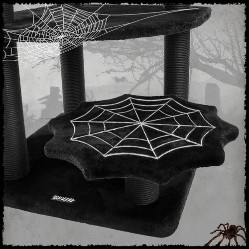 Miniatura 4 de KAMABOKO Árbol gótico para gatos con cama de ataúd, torre negra de 46.9 pulgadas para gatos de interior con postes rascadores, torre de árbol