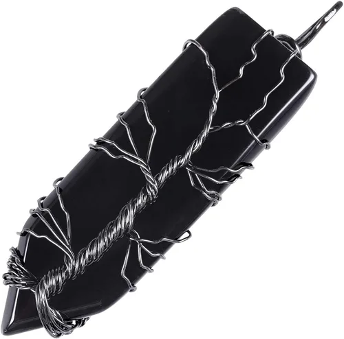 Miniatura 2 de Nupuyai Collar con colgante de árbol de la vida para mujeres y hombres, joyería de amuleto de punto de cristal envuelto en alambre para curación