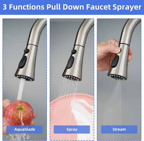 Miniatura 2 de iFealClear Reemplazo universal de cabezal de grifo de cocina, 3 modos de cabezal rociador de grifo extraíble, compatible con Moen Delta, equipado