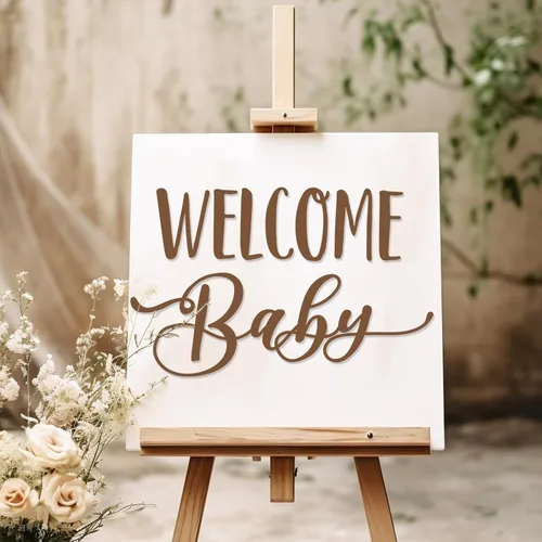 Miniatura 7 de Dunzoom Decoraciones de baby shower, letreros de bienvenida para bebé, calcomanía de bienvenida para niño o niña, suministros de fiesta