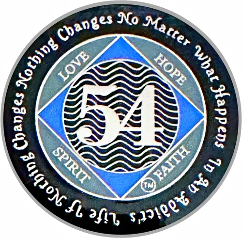 Miniatura 17 de (Años 1-55) NA Medallón de 7 años, plata, chapado en color azul, narcóticos cubiertos de epoxi Moneda anónima (NA 7 años medallón)