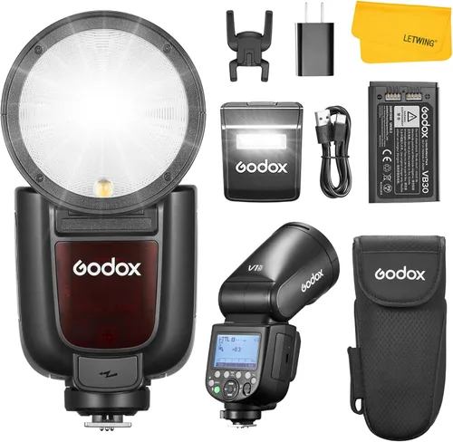 Miniatura 12 de GODOX V1 Pro C V1Pro-C Flash para Canon, 2.4G TTL Flash de cámara de cabeza redonda HSS 1/8000s Speedlite para Canon, batería de iones de litio