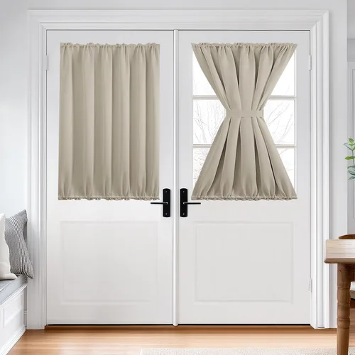 Miniatura 40 de Cortina térmica para puerta con bolsillo para barra, opacas, tratamiento de ventanas con ojales y ojales Deconovo 1 panel