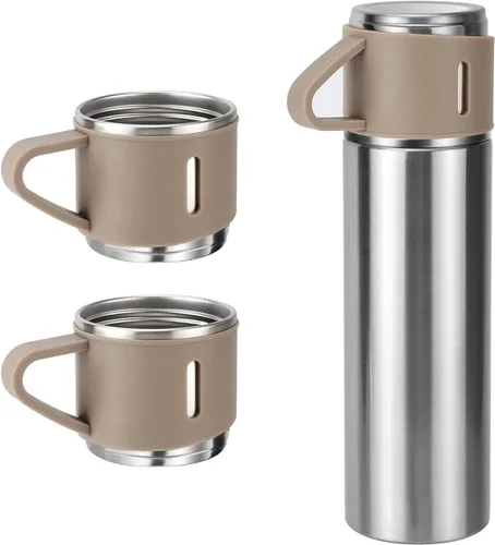 Miniatura 8 de Botella térmica de café, taza de viaje de acero inoxidable aislada al vacío, botella aislada de 16 onzas con taza para bebidas calientes y frías